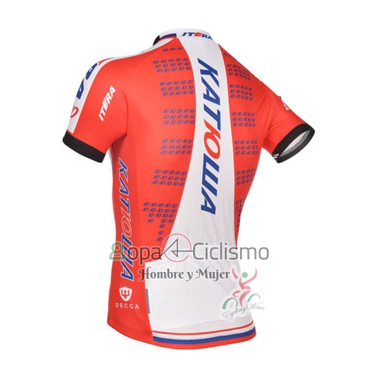 Katusha Ropa Ciclismo Culotte Corto 2014 Mangas Cortas Blanco y Rojo